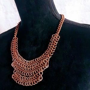 #J7 Vintage Rose Gold Weave Link Chain Necklace